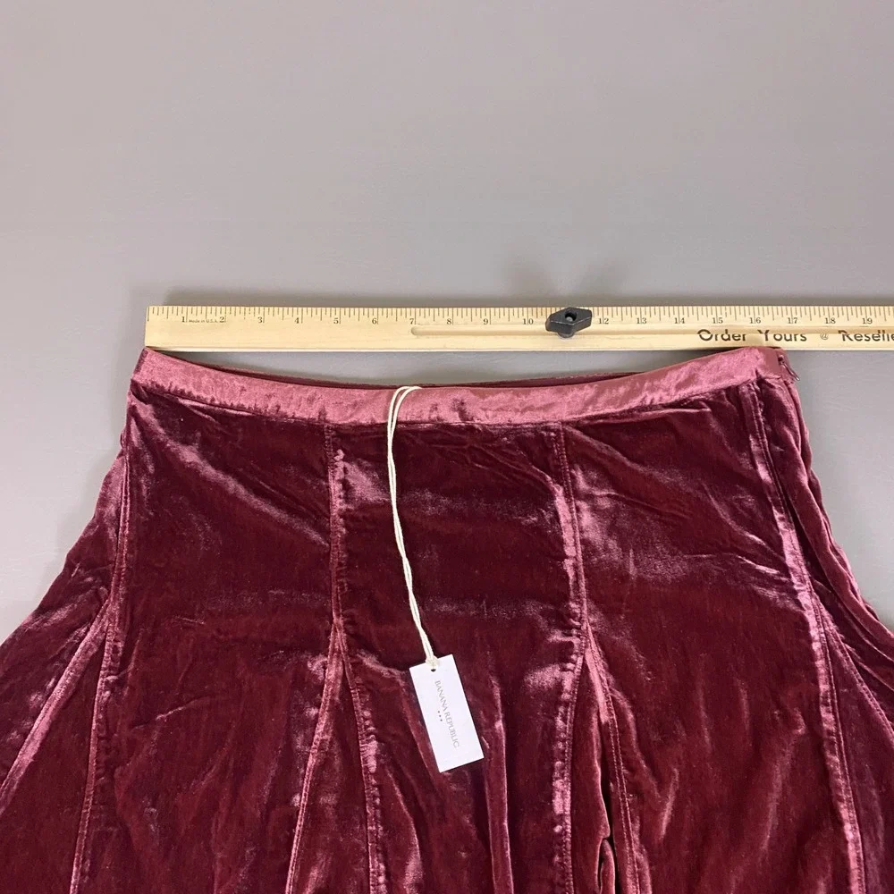 Banana Republic Velvet Mini Skirt Women's Size 14 Burgundy Red Fit Flare New NWT